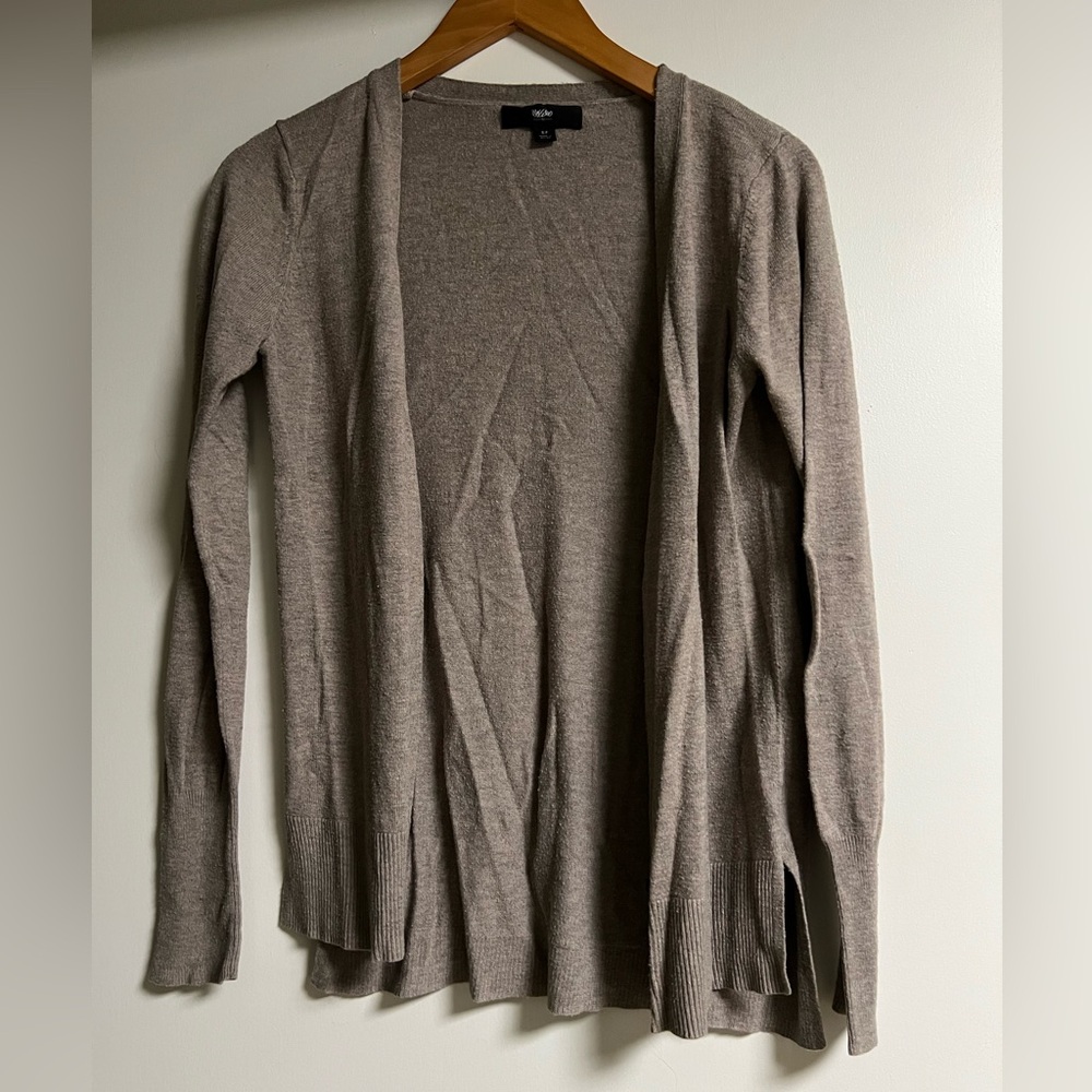 Taupe Open Front Cardigan